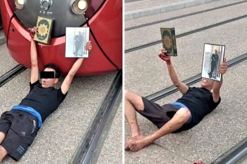 توقيف شخص عرقل حركة السير بالاستلقاء أمام الترامواي بالدار البيضاء 1 توقيف شخص