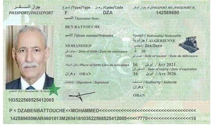فضيحة بن بطوش.. الكشف عن جواز السفر المزوّر الذي دخل به زعيم البوليساريو إلى إسبانيا (وثائق) فضيحة بن بطوش.. الكشف عن جواز السفر المزوّر الذي دخل به زعيم البوليساريو إلى إسبانيا (وثائق)