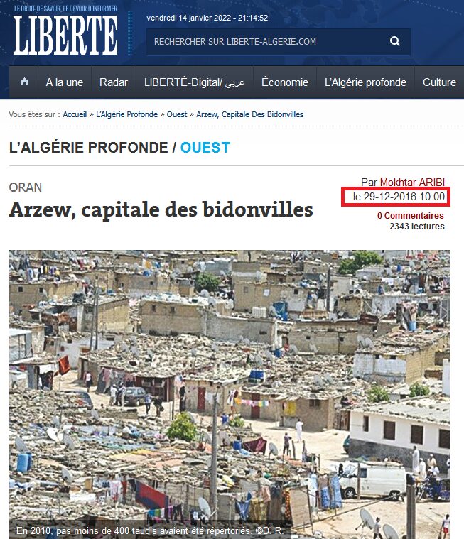بسبب ”صورة لحي صفيحي”.. وكالة الأنباء الجزائرية تثير موجة من السخرية داخل مواقع التواصل الاجتماعي بالمغرب والجزائر بسبب ”صورة لحي صفيحي”.. وكالة الأنباء الجزائرية تثير موجة من السخرية داخل مواقع التواصل الاجتماعي بالمغرب والجزائر