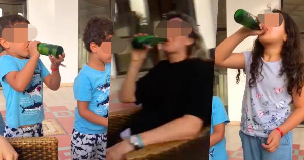 موجة غضب عارم على مواقع التواصل الاجتماعي بعد ظهور زوجة قيادي بحزب عريق عبر شريط وهي تسقي صغارها "خمرا" 1 زوجة قيادي بحزب عريق