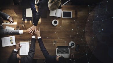 aerial view of business team