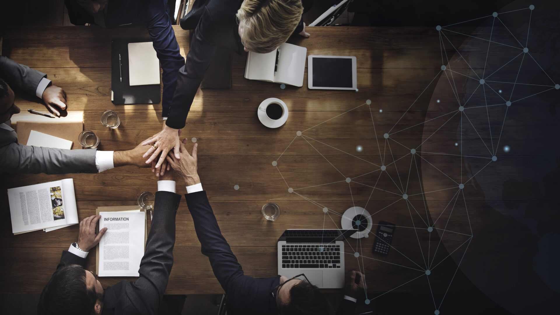 aerial view of business team