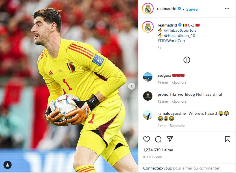 ريال مدريد يوبخ الحارس تيبو كورتوا واللاعب إيدين هازارد بعد ”الشوهة العالمية” أمام المنتخب المغربي (صور) ريال مدريد يوبخ الحارس تيبو كورتوا واللاعب إيدين هازارد بعد ”الشوهة العالمية” أمام المنتخب المغربي (صور)