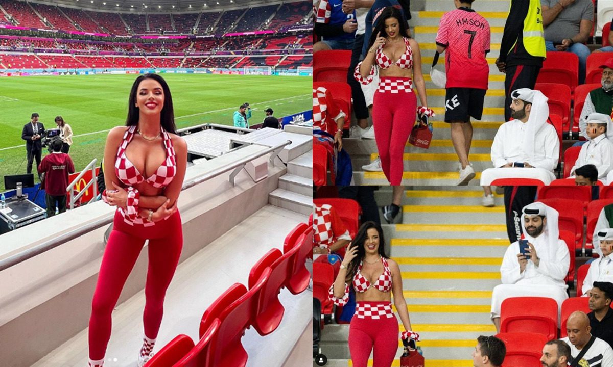 بالصوت والصورة.. المشجعة الكرواتية إيفانا نول تستعرض مفاتناها وسط المشجعين وتُلهب ملاعب مونديال قطر 1 مشجعة كرواتية