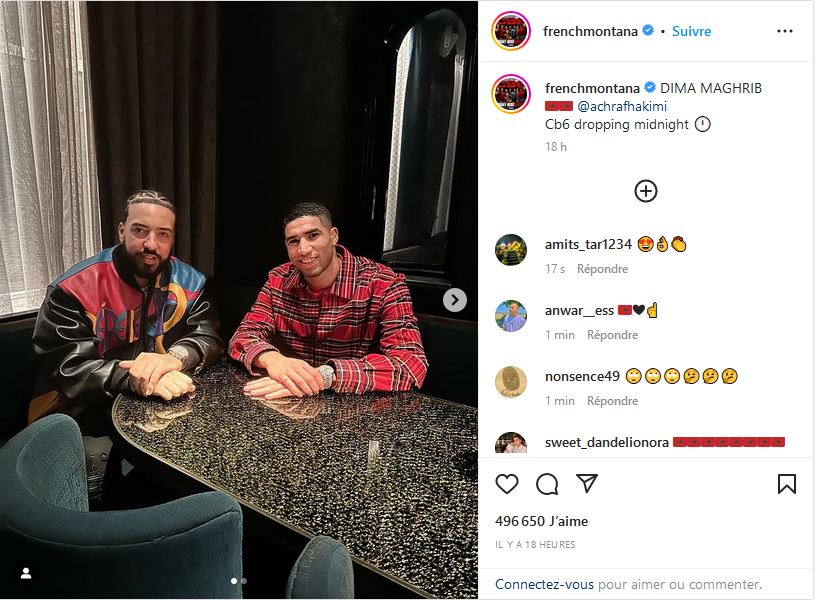 الفنان المغربي العالمي فرانش مونتانا يستقبل لاعب المنتخب أشرف حكيمي بالولايات المتحدة الفنان المغربي العالمي فرانش مونتانا يستقبل لاعب المنتخب أشرف حكيمي بالولايات المتحدة