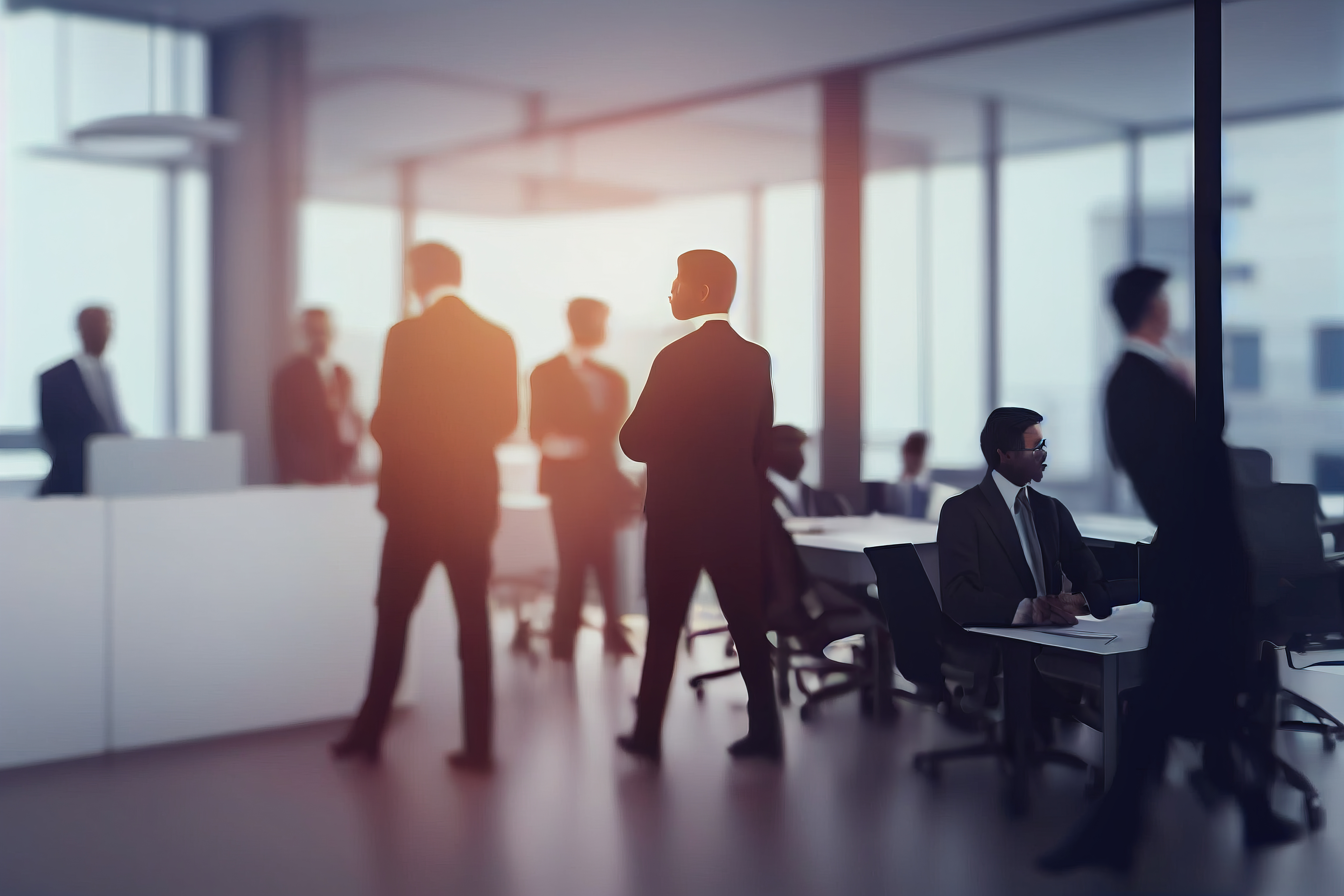 flou doux personnes se reunissant table gens affaires parlant dans bureau moderne ai generatif