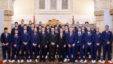 محمد السادس مع لاعبي المنتخب الوطني المغربي