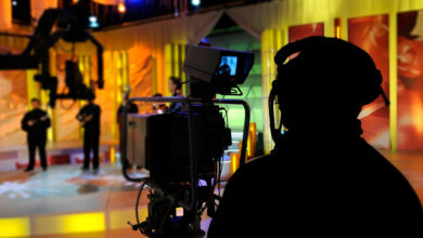 Cameraman records show in a TV Studio