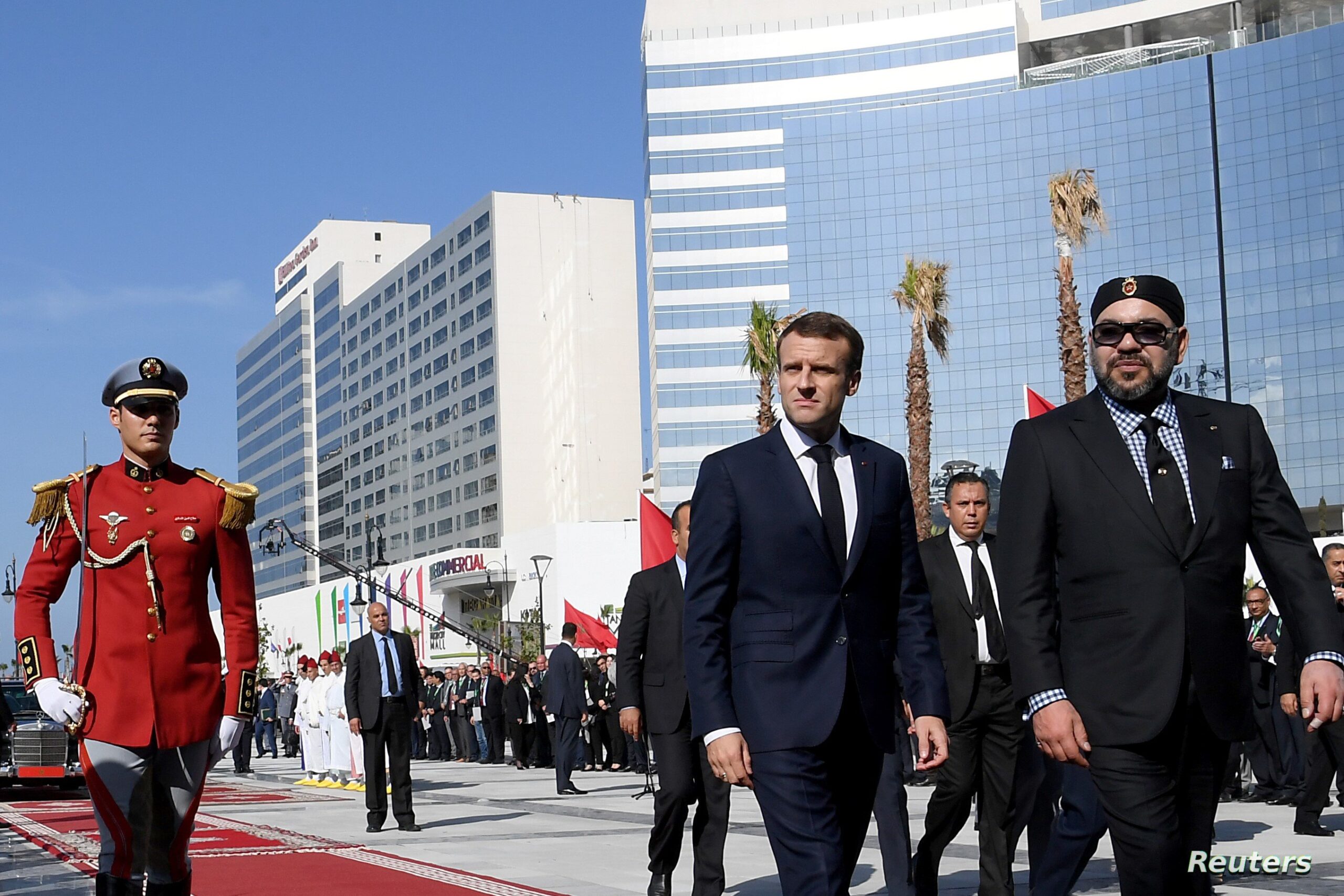 French President Emmanuel Macron and Moroccan King Mohammed VI attend the inauguration of a high speed line in Tangier