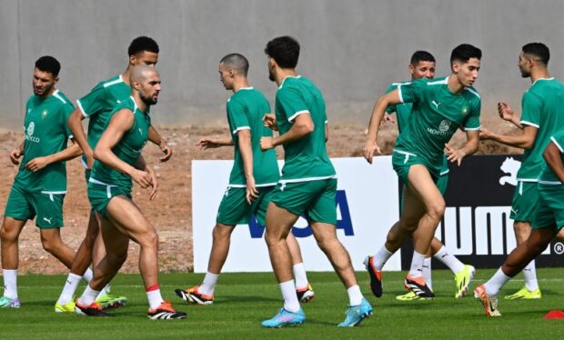 أسود الأطلس يجرون حصة تدريبية صباحية قبل التوجه إلى فرانسفيل لمواجهة المنتخب الغابوني 1 حصة تدريبية