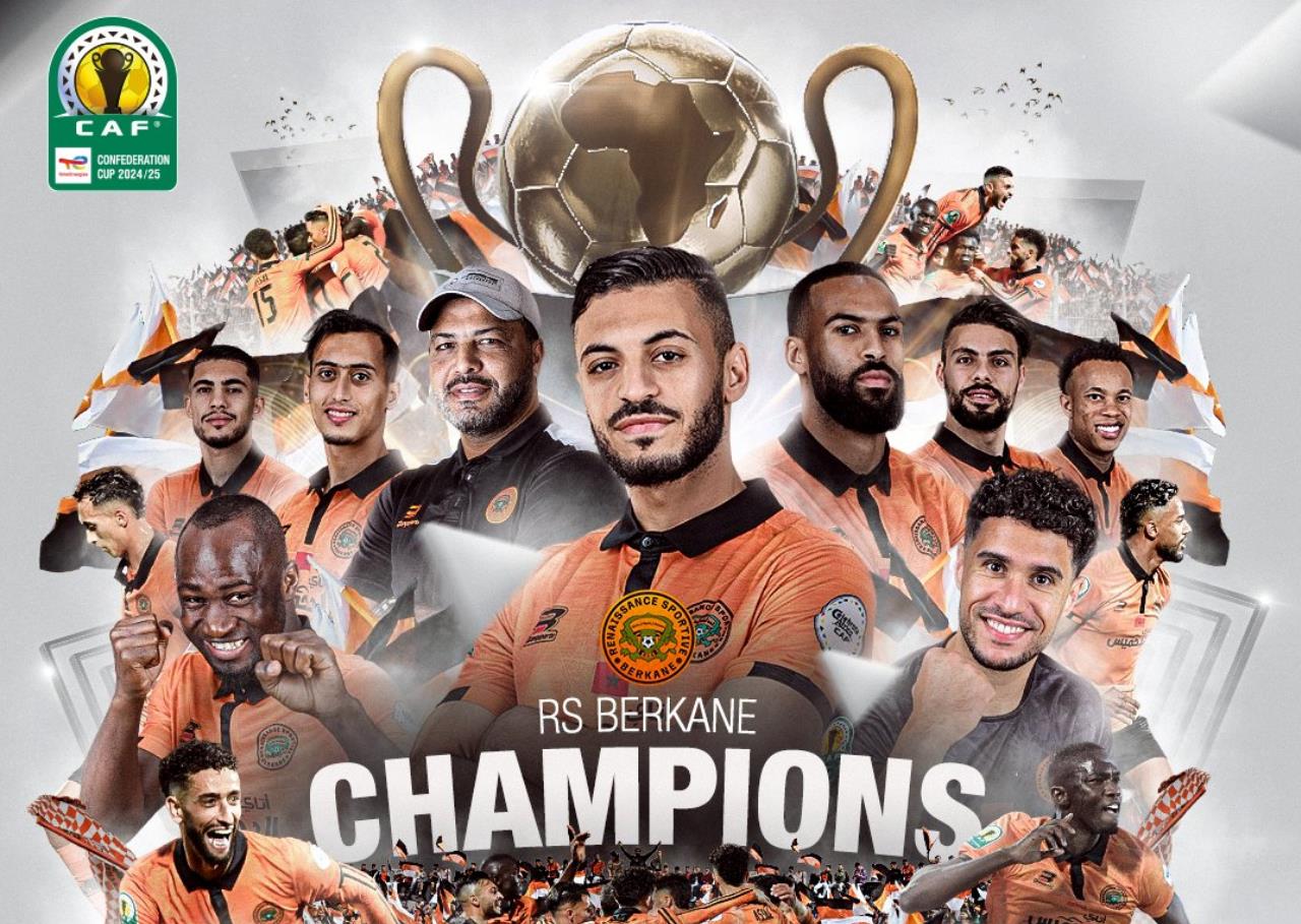 نهضة بركان يتوج بلقب كأس الكونفدرالية الإفريقية لكرة القدم للمرة الثالثة في تاريخه 1 RS Berkane 1
