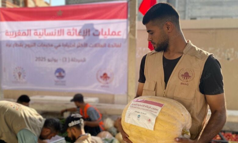 غزة.. تنفيذ المرحلة الثالثة من حملات الإغاثة المغربية 1 Aide marocaine a Gaza